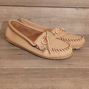 Minnetonka Moccasins Women Size 9 Taupe Deer Skin Excellent